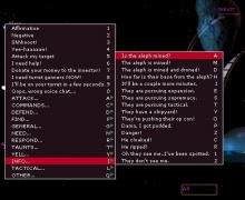 The voice chat menu, with the Info sub-menu open